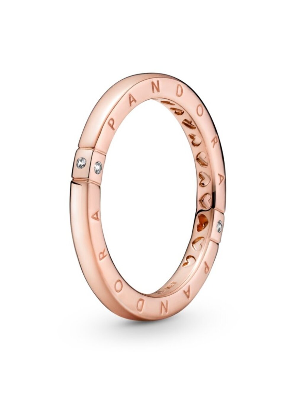 Rose Gold Plate Logo & Hearts Ring
